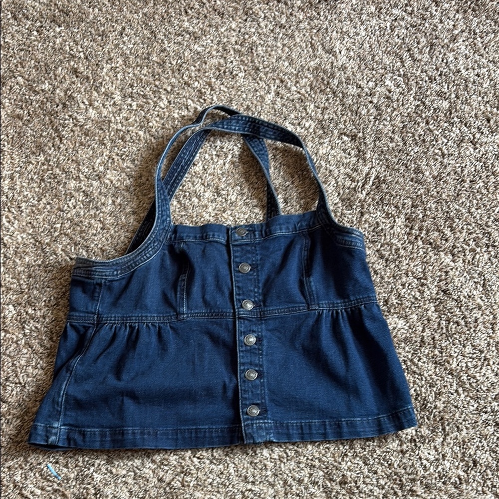 Dark Blue Denim Halter Top